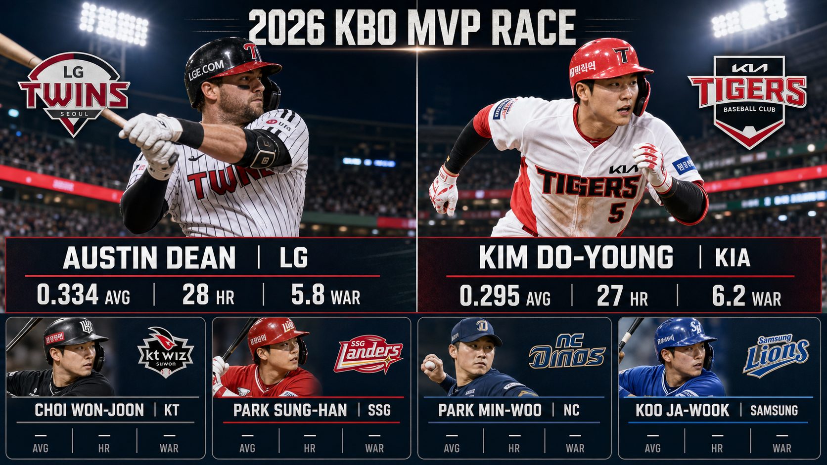 2026 시즌 MVP 후보 6인 성적 비교와 변수